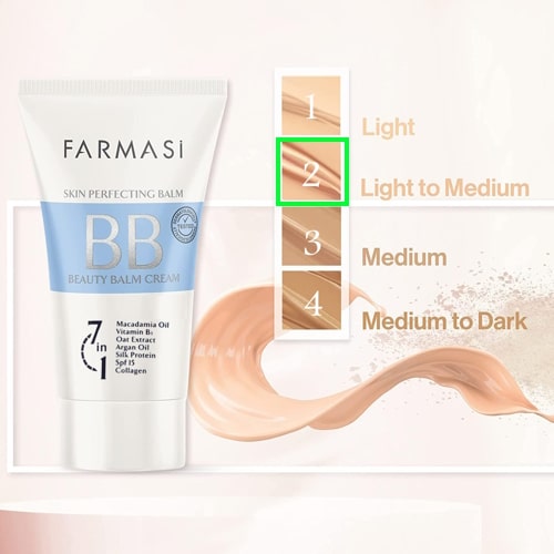 بی بی کرم 7 در 1 فارماسی اصل مناسب انواع پوست Farmasi 7 In 1 Bb Cream شماره 02