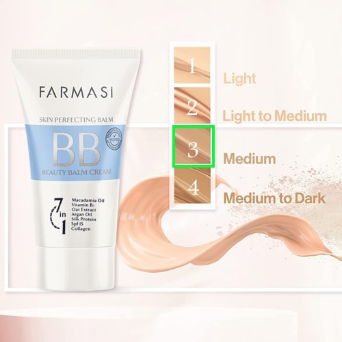 بی بی کرم 7 در 1 فارماسی اصل مناسب انواع پوست Farmasi 7 In 1 Bb Cream شماره 03