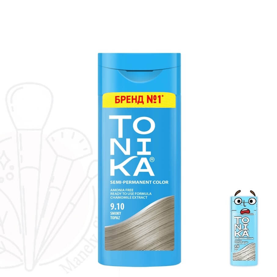 شامپو رنگ مو تونیکا اصل شماره 9.10 رنگ دودی نقره ای (پلاتینه) رنگساژ Tonika Hair Color Shampoo