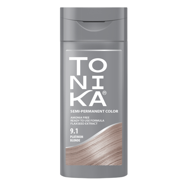 شامپو رنگ مو تونیکا اصل شماره 9.1 رنگ بلوند نقره ای ( پلاتینه ) رنگساژ Tonika Hair Color Shampoo