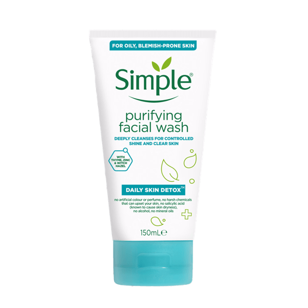 ژل شستشوی و مرطوب کننده آبرسان ( فیس واش ) سیمپل پوست چرب و مختلط اصل Simple Purifying Face Wash