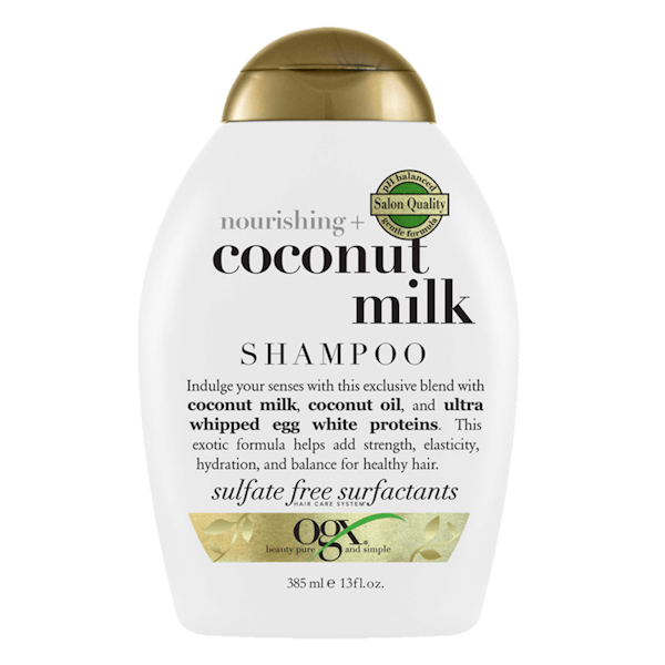 شامپو کوکونات میلک (شیر نارگیل) او جی ایکس OGX (اصل) بدون سولفات ( تقویت کننده، آبرسان و ضدشوره ) تاریخ جدید OGX Coconut Milk Shampoo