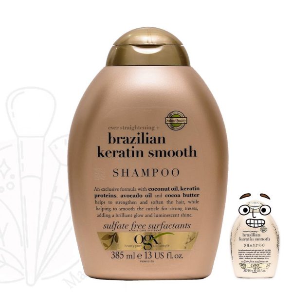 شامپو کراتین برزیلی او جی ایکس OGX (اصل) بدون سولفات ( ضد وز و صاف کننده مو ) تاریخ جدید OGX Brazilian Keratin Smooth Shampoo