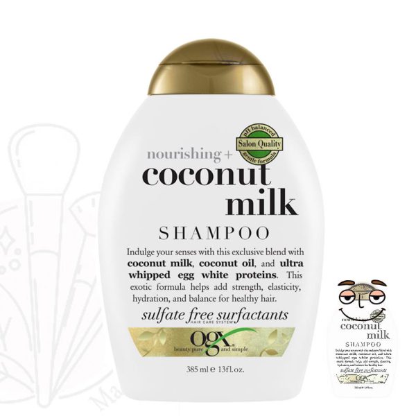 شامپو کوکونات میلک (شیر نارگیل) او جی ایکس OGX (اصل) بدون سولفات ( تقویت کننده، آبرسان و ضدشوره ) تاریخ جدید OGX Coconut Milk Shampoo